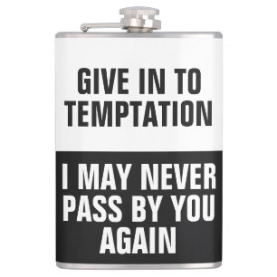 Funny Temptation custom monogram flask