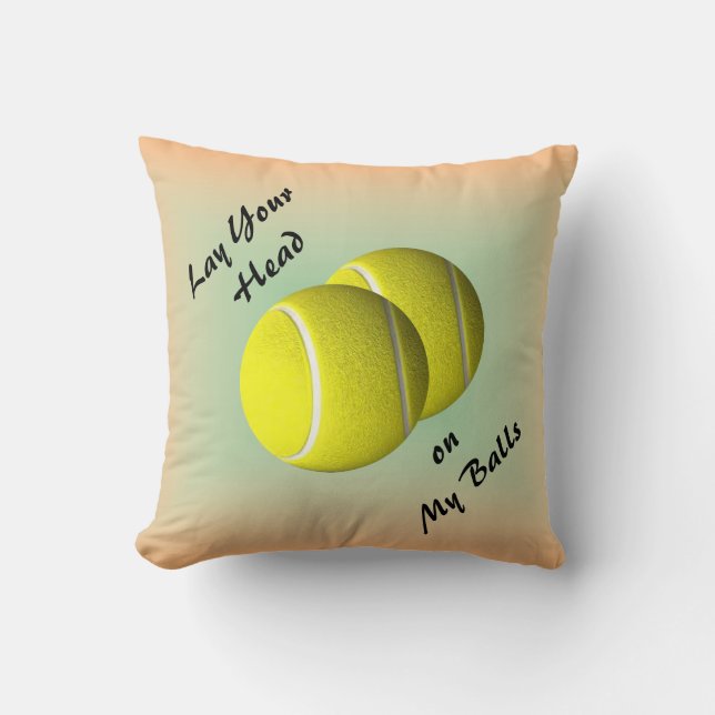 Funny Tennis Ball Mojo Sports Throw Pillow (Front)