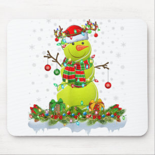 Funny Tennis Ball Snowman Xmas Lights Tennis Chris Mouse Mat