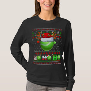 Funny Tennis Ball Xmas Tree Lights Ugly Christmas  T-Shirt