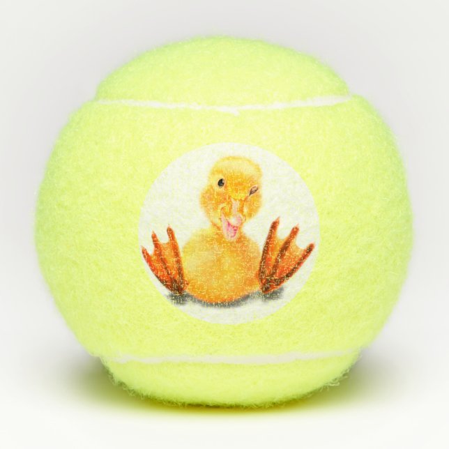 Funny Tennis Balls Happy Yellow Duck (Front)
