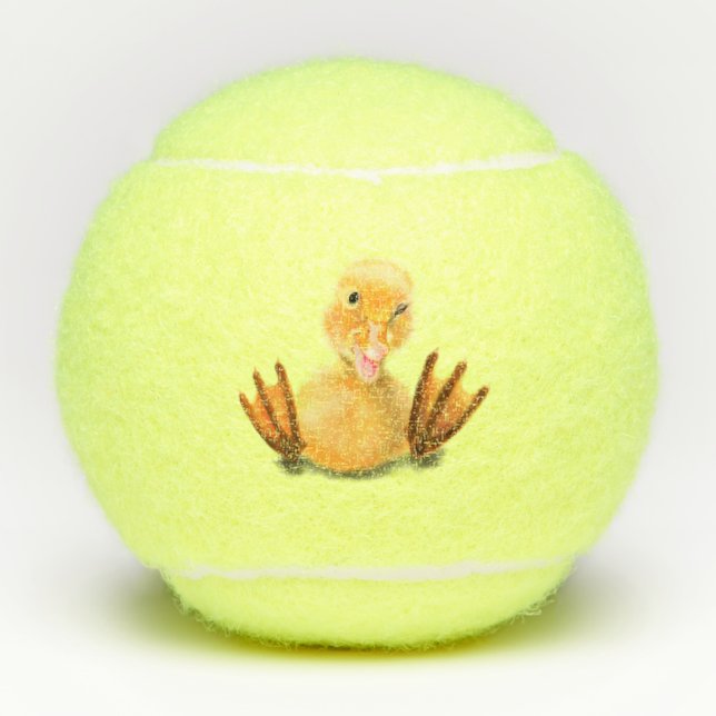 Funny Tennis Balls with Happy Yellow Duck - Smile (Front)