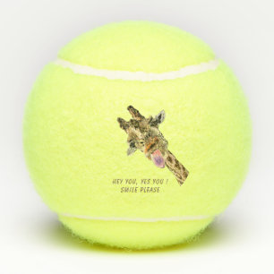 Funny Tennis Balls with Playful Giraffe - Smile 