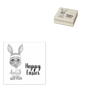 Funny Tennis Bunny Easter Custom Happy Easter Rubber Stamp