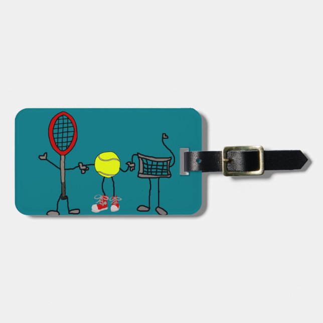 Funny Tennis Characters Cartoon Art Luggage Tag (Front Horizontal)