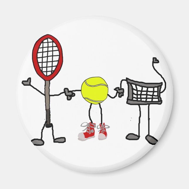 Funny Tennis Characters Cartoon Art Magnet (Front)