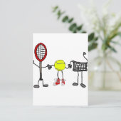 Funny Tennis Characters Cartoon Art Postcard (Standing Front)