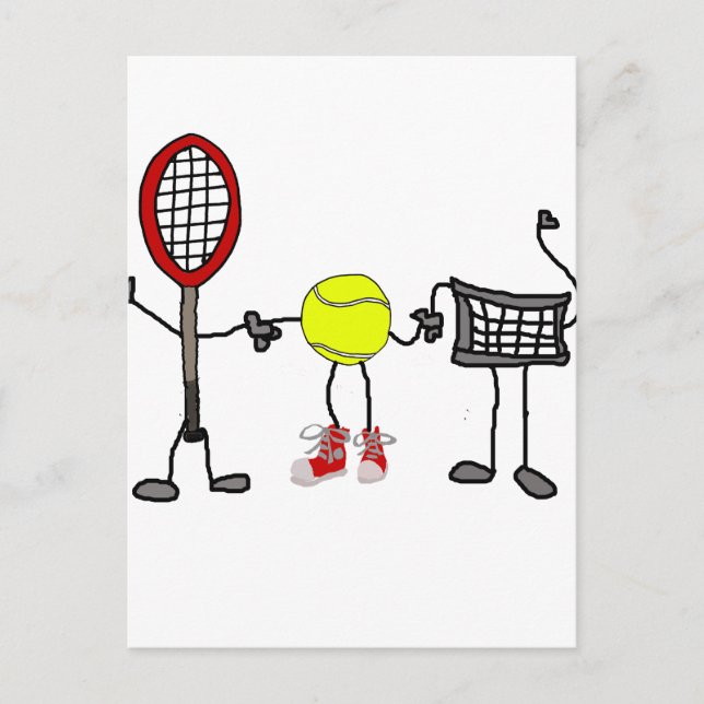 Funny Tennis Characters Cartoon Art Postcard (Front)