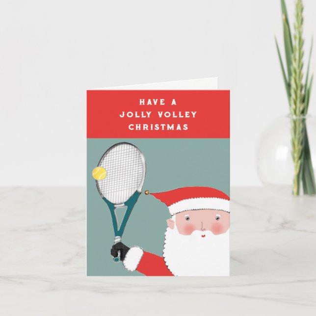 Funny Tennis Christmas New Year Cards (Front)