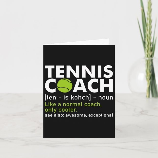 Funny Tennis Coach Definition Tennis Racket Player Card (Front)