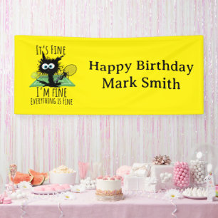 Funny Tennis It’s Fine I’m Fine Birthday Banner