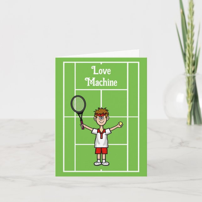 Funny Tennis Love Machine Greeting Card (Front)