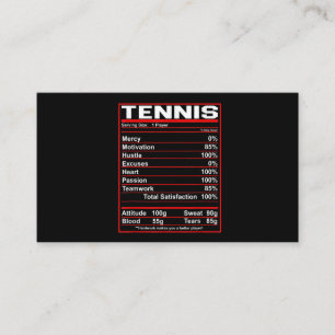 Funny Tennis Nutrition Facts Women Men Business Card