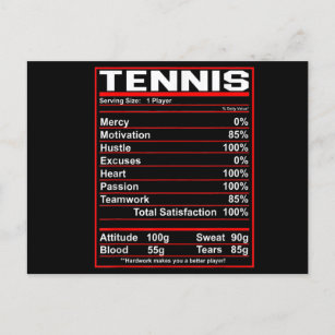 Funny Tennis Nutrition Facts Women Men Invitation Postcard