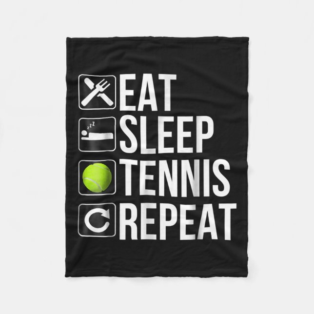 Funny Tennis Player Gift  - Eat Sleep Tennis Fleece Blanket (Front)