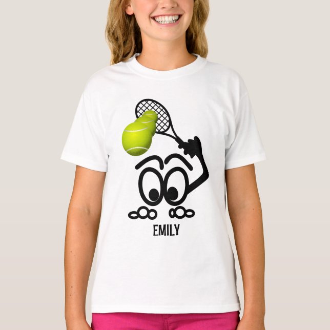 Funny Tennis Player Personalised Girls T-Shirt (Front)