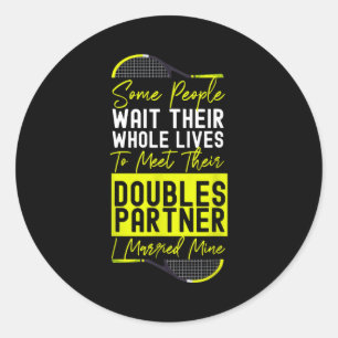 Funny Tennis Player Racket Husband Wife Marriage W Classic Round Sticker