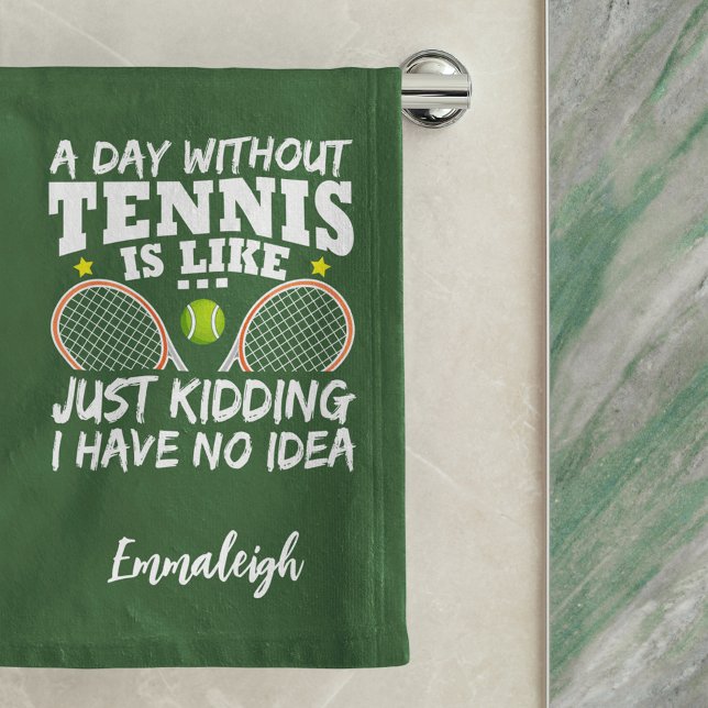 Funny Tennis Quote Typography Sport Hand Towel (Creator Uploaded)