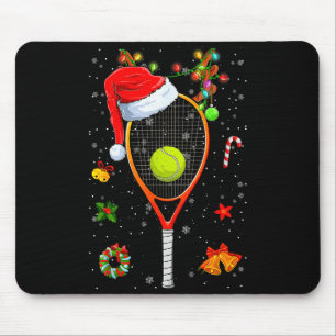 Funny Tennis Racket Reindeer Santa Hat Christmas L Mouse Mat