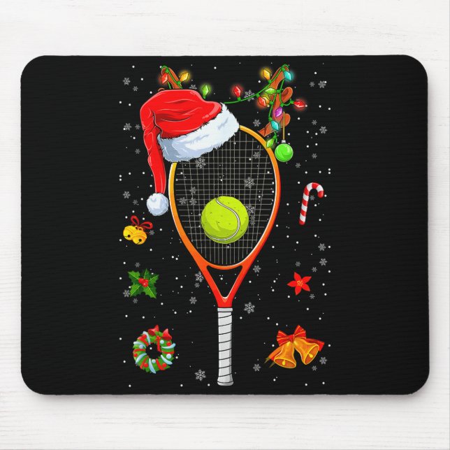 Funny Tennis Racket Reindeer Santa Hat Christmas L Mouse Mat (Front)