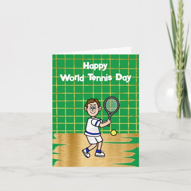 Funny Tennis Raquet Scientist Greeting Card (Front)