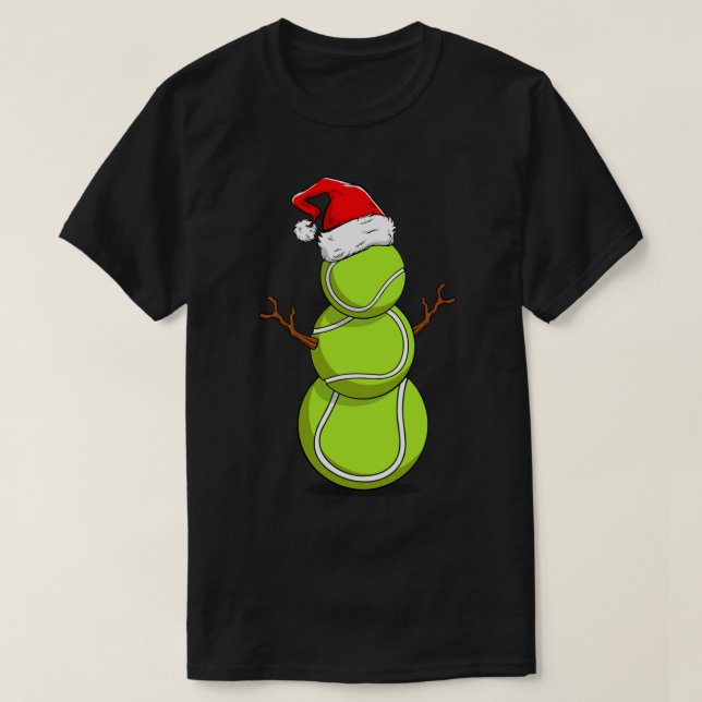Funny Tennis Snowman Christmas Design T-Shirt (Design Front)