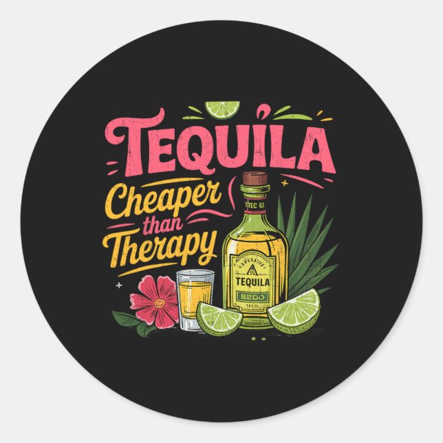Funny Tequila Drinking Cinco De Mayo Mexican Party Classic Round Sticker (Front)