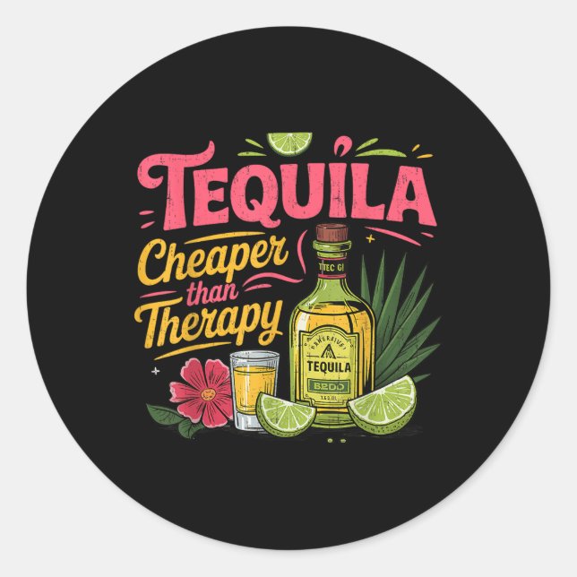 Funny Tequila Drinking Cinco De Mayo Mexican Party Classic Round Sticker (Front)