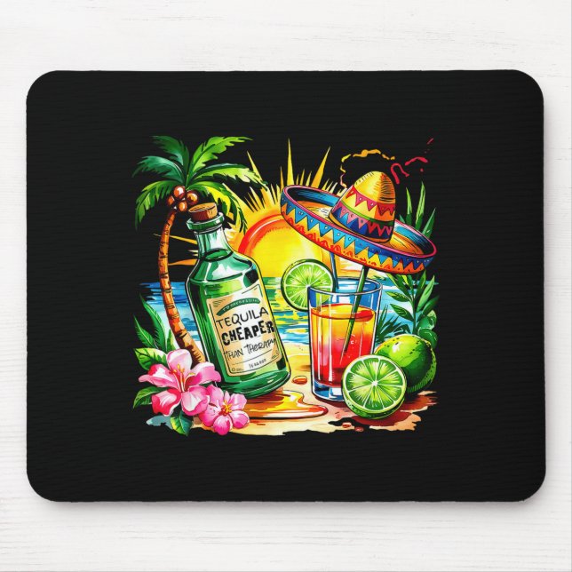 Funny Tequila Drinking Cinco De Mayo Mexican Party Mouse Mat (Front)