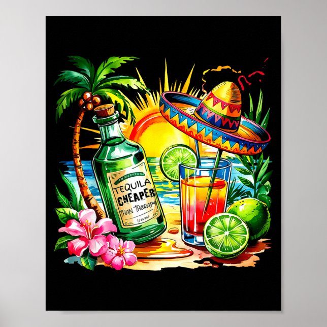 Funny Tequila Drinking Cinco De Mayo Mexican Party Poster (Front)
