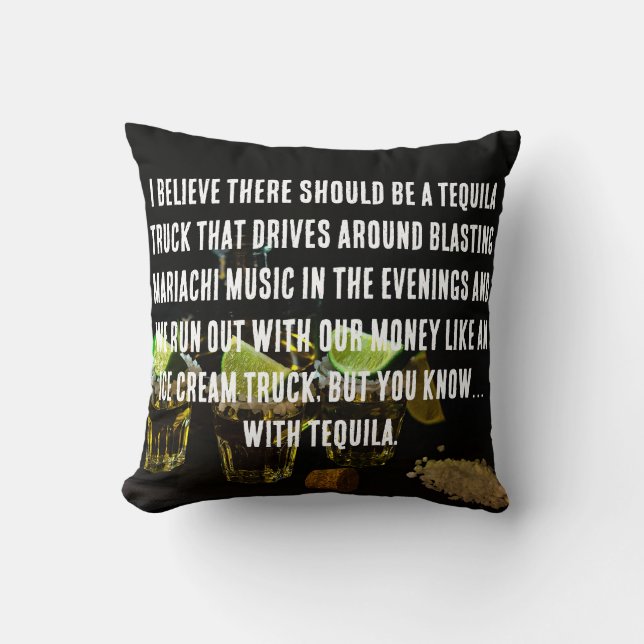 Funny Tequila Throw Pillow (Front)