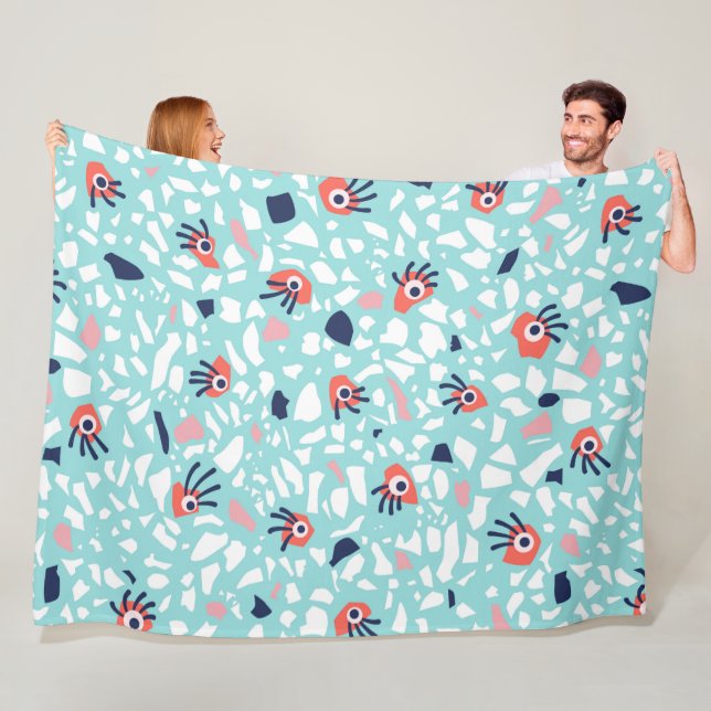 Funny Terrazzo Pattern Kids Fleece Blanket (In Situ)