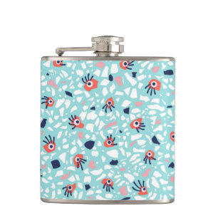 Funny Terrazzo Pattern Kids Hip Flask