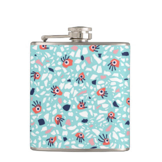 Funny Terrazzo Pattern Kids Hip Flask