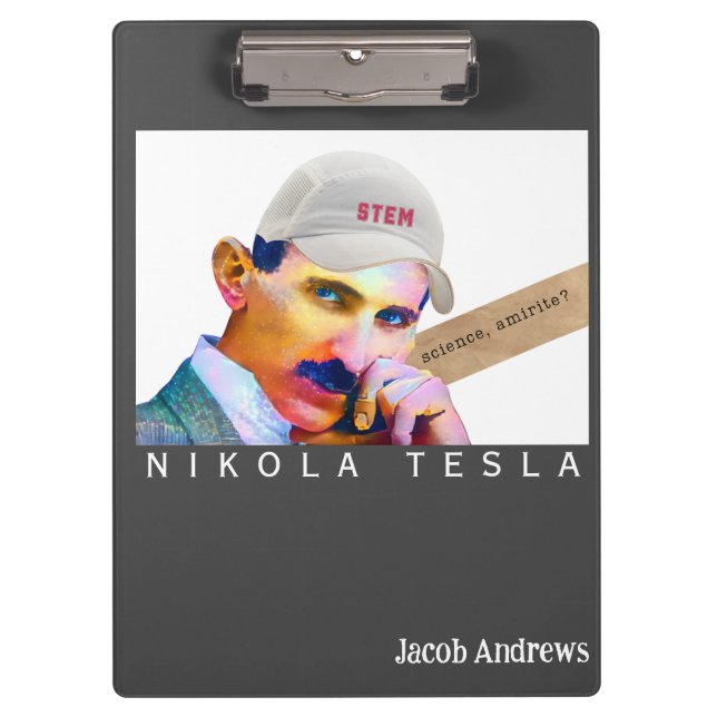 Funny Tesla Personalised   Clipboard (Front)