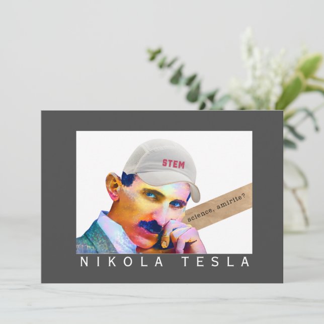 Funny Tesla Portrait  Card (Standing Front)
