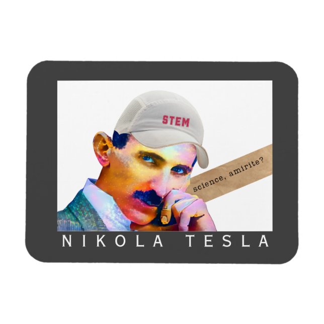Funny Tesla Portrait   Magnet (Horizontal)