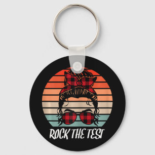 Funny Test Day Rock The Test Sunset Testing Day Key Ring