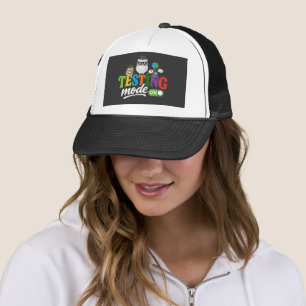 Funny Testing Mode On Cool Owl   Teacher & Student Trucker Hat