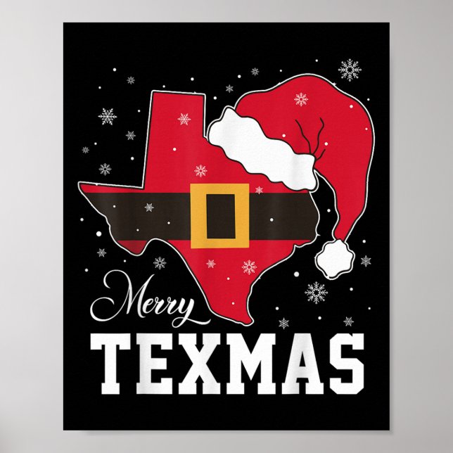 Funny Texas Merry Texmas Christmas State Santa Hat Poster (Front)