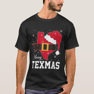 Funny Texas Merry Texmas Christmas State Santa Hat T-Shirt
