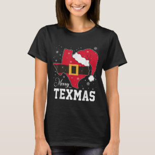Funny Texas Merry Texmas Christmas State Santa Hat T-Shirt