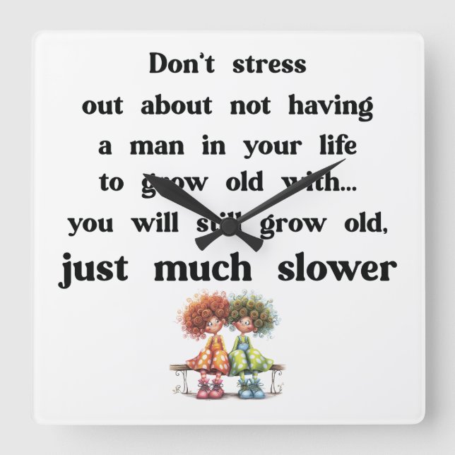 Funny text about women and men square wall clock (Front)