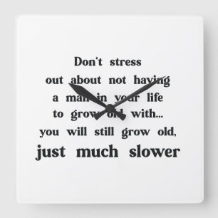 Funny text about women and men. square wall clock