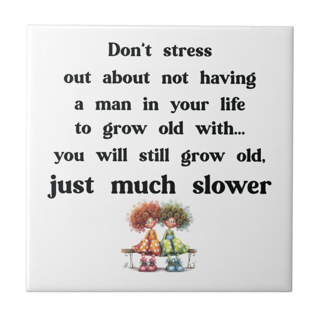 Funny text about women and men tile (Front)