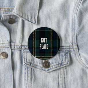 Funny Text Christmas Plaid Tartan Office Party 7.5 Cm Round Badge