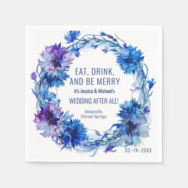💍Funny text Cornflowers and Lavender  Napkin (Front)