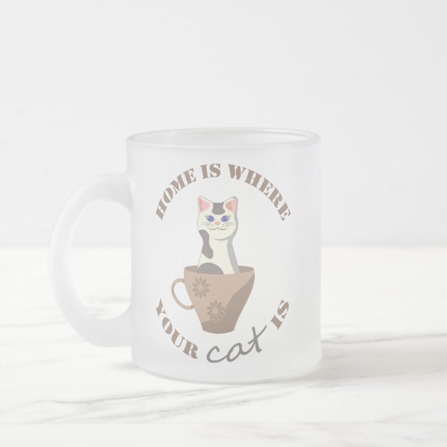 Funny text Home is where your cat is in cup (Left)