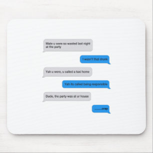 Funny text message mouse mat