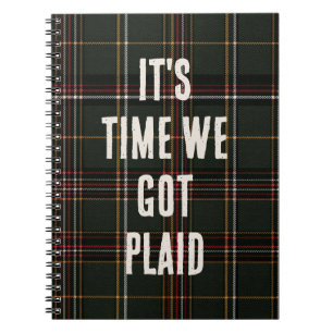 Funny Text Traditional Christmas Plaid Tartan Notebook